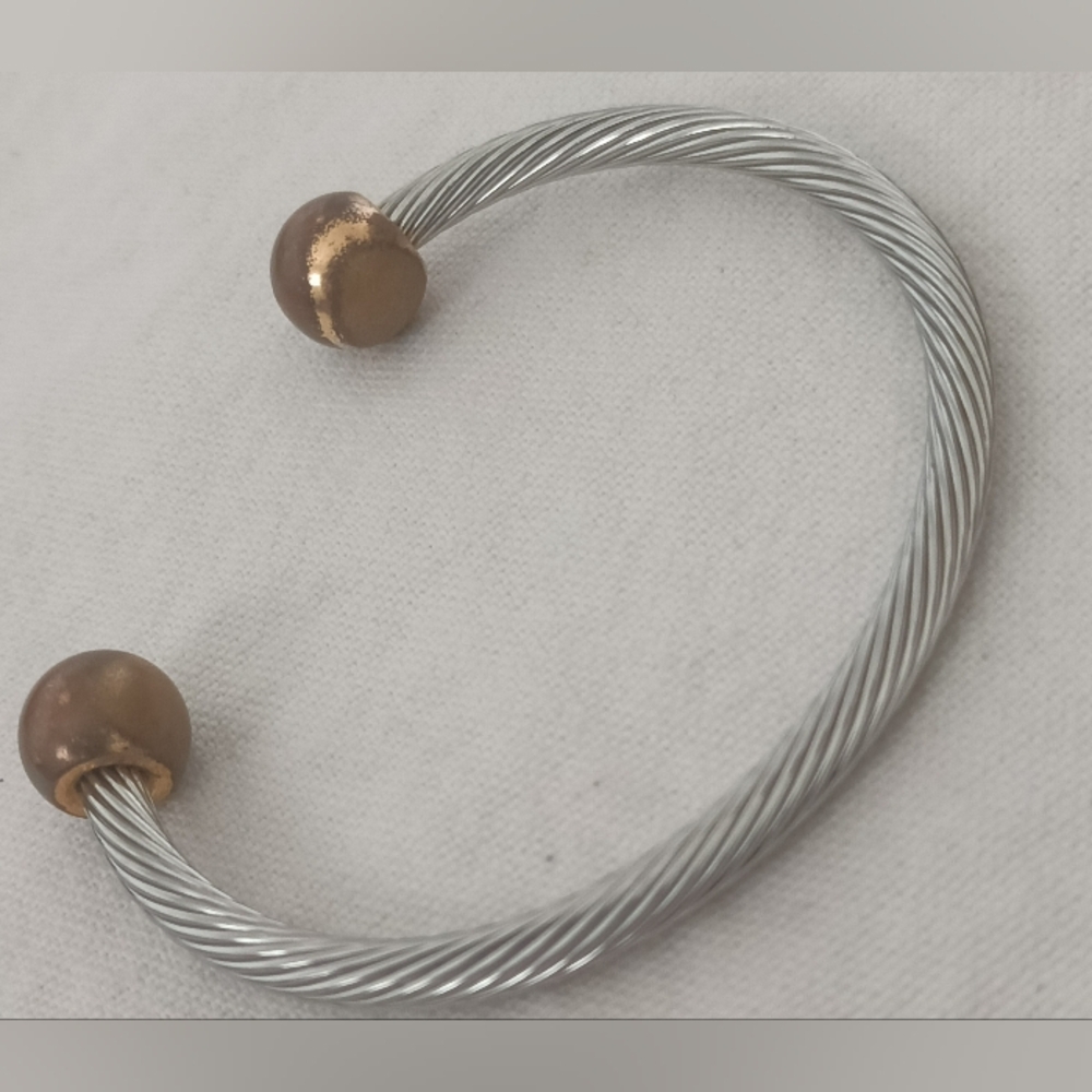 Twisted Cable Cuff Bracelet with Gold-Tone End Caps